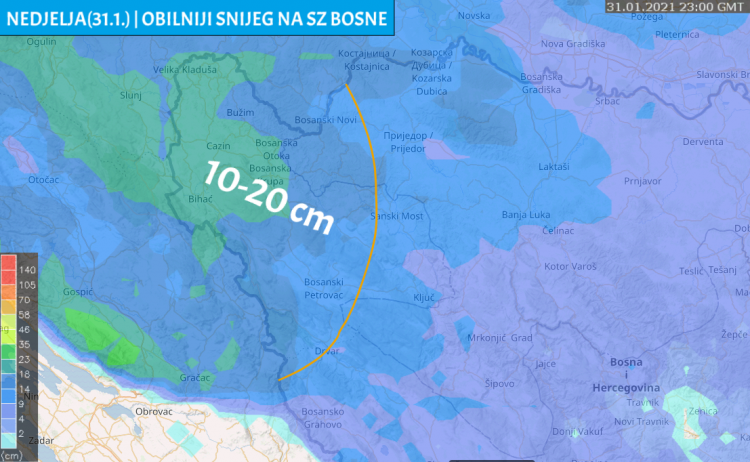 Nedjelja: Obilniji snijeg na Sjeverozapadu Bosne