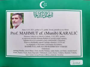 Preminuo ugledni profesor Mahmut ef. Karalić