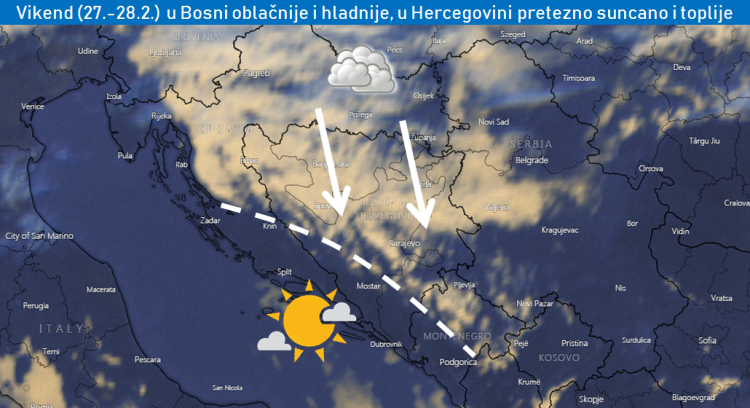 Vrijeme u BiH: Oblačno bez padavina