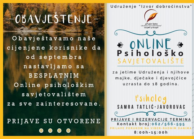 Nastavak besplatnog online savjetovališta za djecu i majke