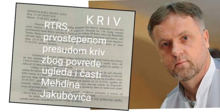 Nova pobjeda Mehdina Jakubovića: RTRS-ove laži raskrinkane na sudu