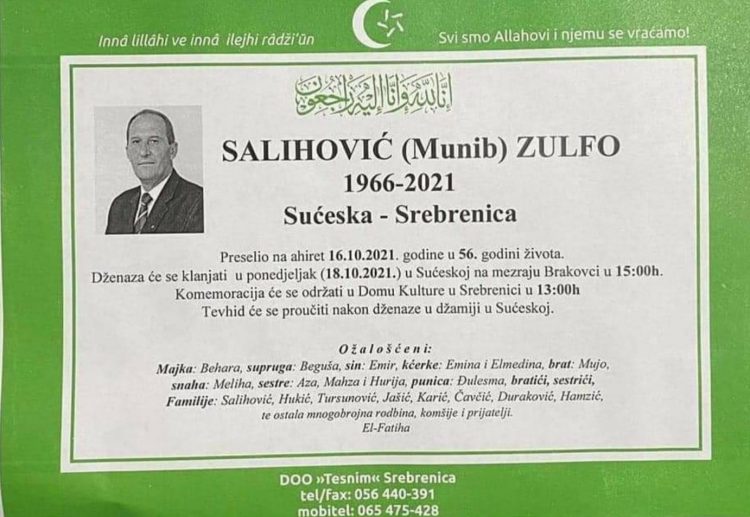 Dvije komemoracije Zulfi Salihoviću u Tuzli i Srebrenici