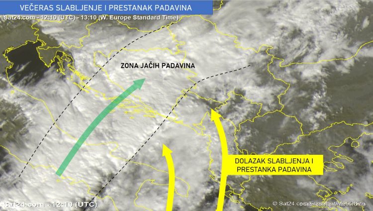 U nedjelju pretežno sunčano, u ponedjeljak obilne padavine