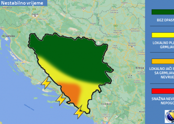 U srijedu naoblačenje uz kišu i jak vjetar