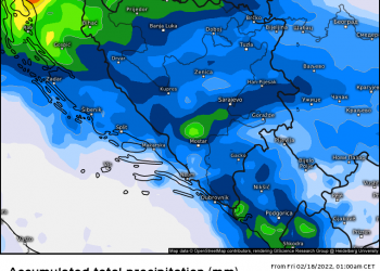Do sredine sljedeće sedmice čekaju nas dvije jače hladne fronte koje donose pojačan sjeverac te kišu i snijeg
