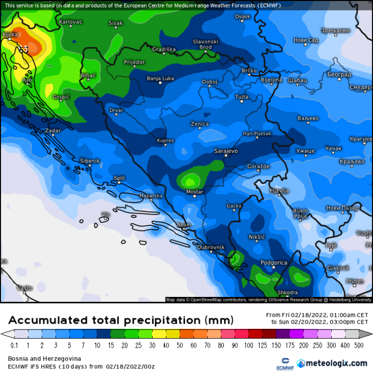 Do sredine sljedeće sedmice čekaju nas dvije jače hladne fronte koje donose pojačan sjeverac te kišu i snijeg