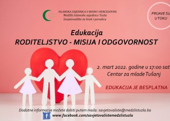 Edukacija “Roditeljstvo – misija i odgovornost” – prijave u toku