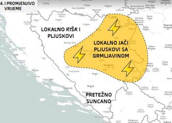 Stiže nestabilno vrijeme uz pljuskove i grmljavinu