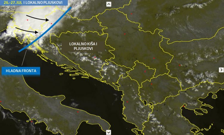 Sa zapada se približava hladna fronta