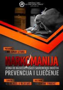 Najavljujemo: Narkomanija jedna od najvećih pošasti društva, prevencija i liječenje